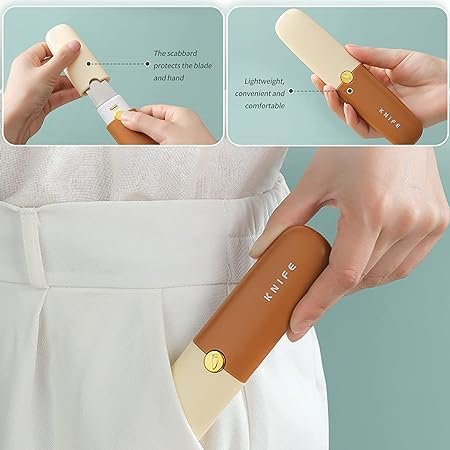 2-in-1 Kitchen Knife & Peeler - Portable Stainless Steel Knife with Case, Perfect for Fruits and Travel. Multipurpose Kitchen Tool, Compact Design for Home and On-The-Go Use (Pack of 1)