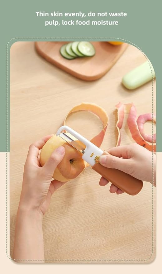2-in-1 Kitchen Knife & Peeler - Portable Stainless Steel Knife with Case, Perfect for Fruits and Travel. Multipurpose Kitchen Tool, Compact Design for Home and On-The-Go Use (Pack of 1)