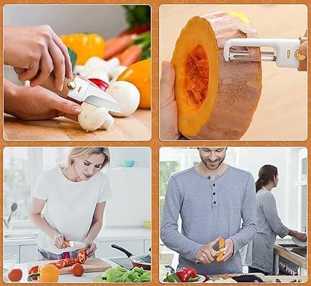 2-in-1 Kitchen Knife & Peeler - Portable Stainless Steel Knife with Case, Perfect for Fruits and Travel. Multipurpose Kitchen Tool, Compact Design for Home and On-The-Go Use (Pack of 1)
