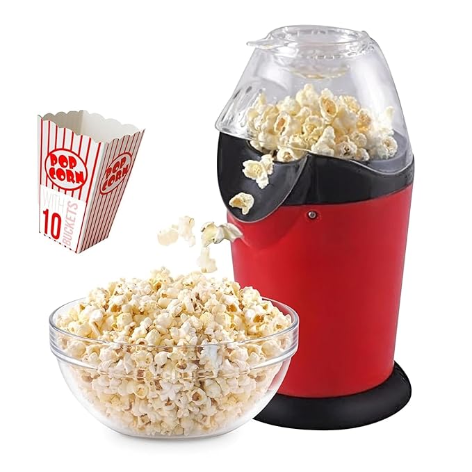 lectric Popcorn Maker Hot Air Popper Machine 1200W | Oil-Free, Healthy Snack Maker for Kids & Adults | Fast Popper for Home, Movie Nights, Parties | Easy One-Touch Operation