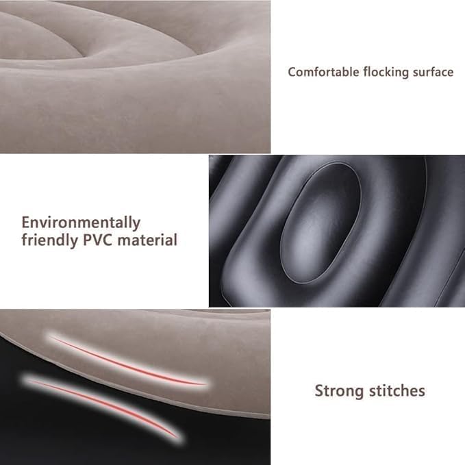 Inflatable Leisure Sofa Chair and Footstool, Outdoor Folding Lounger Flocking Lazy Couch, 2-in-1 Lounge Bed Set Portable Recliner with Air Pump