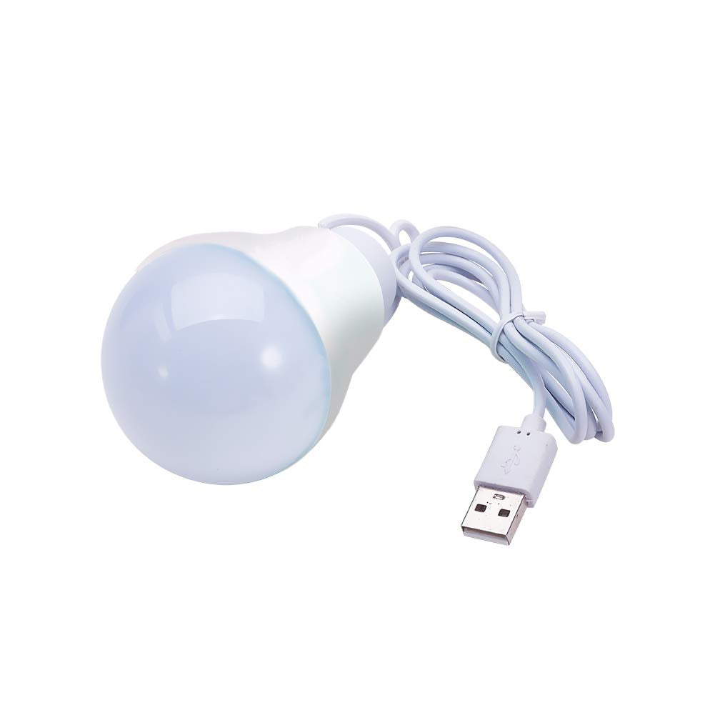 USB LED Light, Home Reading 5W Night Light Camping Emergence Lamp Power USB Cable Bulb, 6500-7000K 5V Brightness Portable Light Bulb for Outdoor Tent Garage Car Truck Fishing Boat