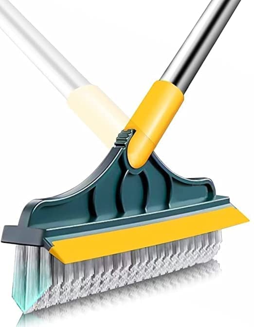Bathroom Cleaning Brush with Wiper Upgraded 2 in 1 Toilet Brush Bathroom Brush with Long Handle 180° Rotate Bathroom Floor Cleaning Brush Bathroom Cleaning Accessories