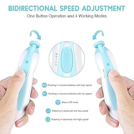 Baby Nail Trimmer Electric Nail Drill Professional Portable, Safe Baby Nail File,Baby Nail Clippers with Light &6 Grinding Pads Polishing Shape Tools for Newborn Toddler or Adults Toes and Fingernails, Kids Nail Care, Polish Trim