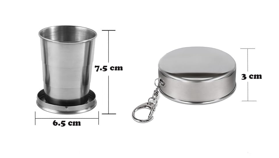 Portable Folding Stainless Steel Travel, Camping Water Mug, 75ml