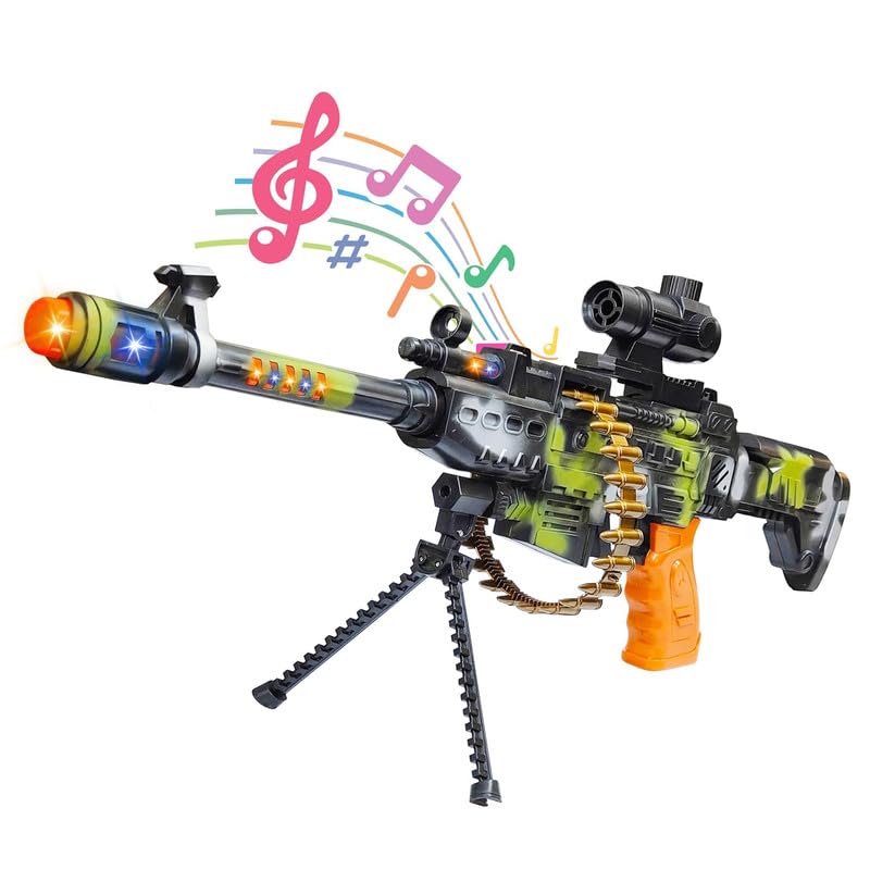 Army Style Toy Gun for Kids with Music, Lights and Laser Light- Multicolor