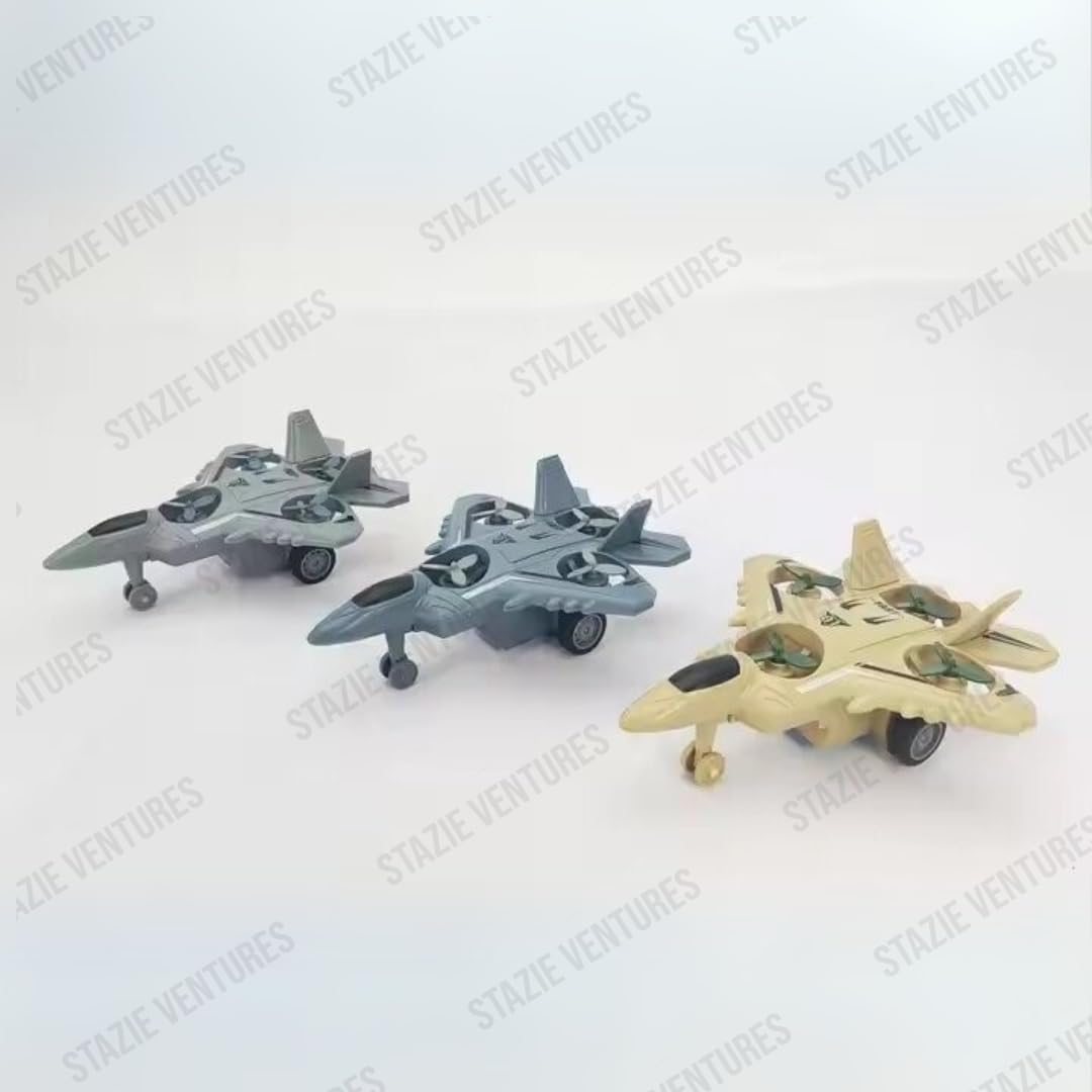 6.6 Inch Inertia Friction Army Fighter Jet Unbreakable Toy with Rotating Fans, Aircraft Toys for Kids