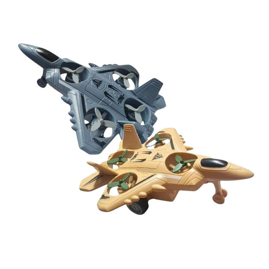 6.6 Inch Inertia Friction Army Fighter Jet Unbreakable Toy with Rotating Fans, Aircraft Toys for Kids