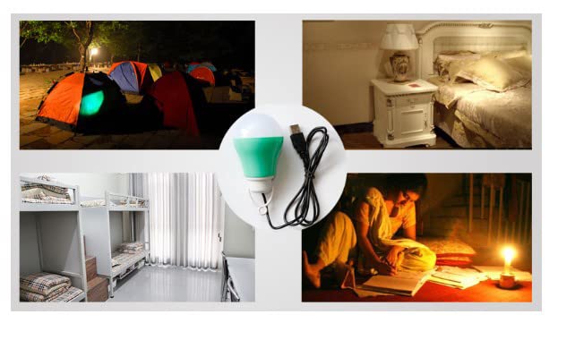 USB LED Light, Home Reading 5W Night Light Camping Emergence Lamp Power USB Cable Bulb, 6500-7000K 5V Brightness Portable Light Bulb for Outdoor Tent Garage Car Truck Fishing Boat