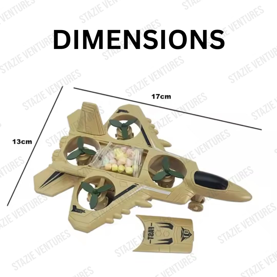 6.6 Inch Inertia Friction Army Fighter Jet Unbreakable Toy with Rotating Fans, Aircraft Toys for Kids
