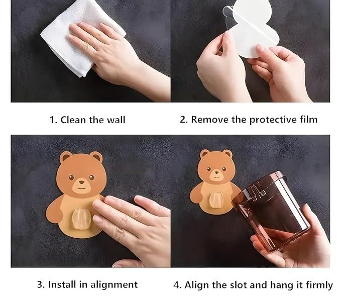 Toothbrush Holders for Bathroom Plastic Wall Mounted Self Adhesive Brush Holder, Toothpaste, Shaver, Razor & Makeup Brush Holder