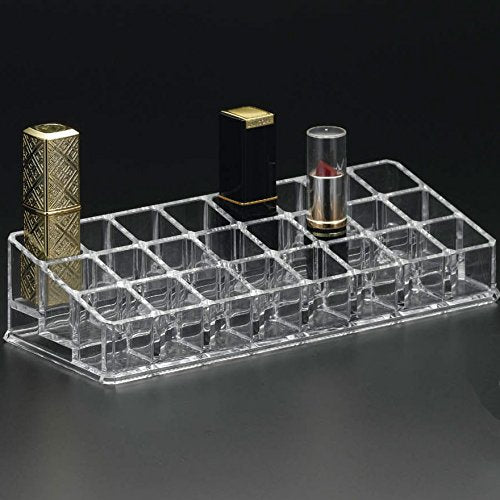 24 Compartment Luxurious Clear Acrylic Makeup Organiser || Lipstick Holder Case || Nail Paint, Brush Tray || Dressing Table Organizer