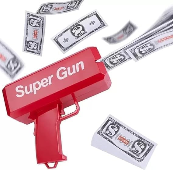 Money Gun Cash Cannon Toy with Prop Bills for Party Wedding Birthday Nightclub Automatic Money Dispenser Fun Toy for Adults Kids Events Spray Note Gun for Gifting Decoration Use