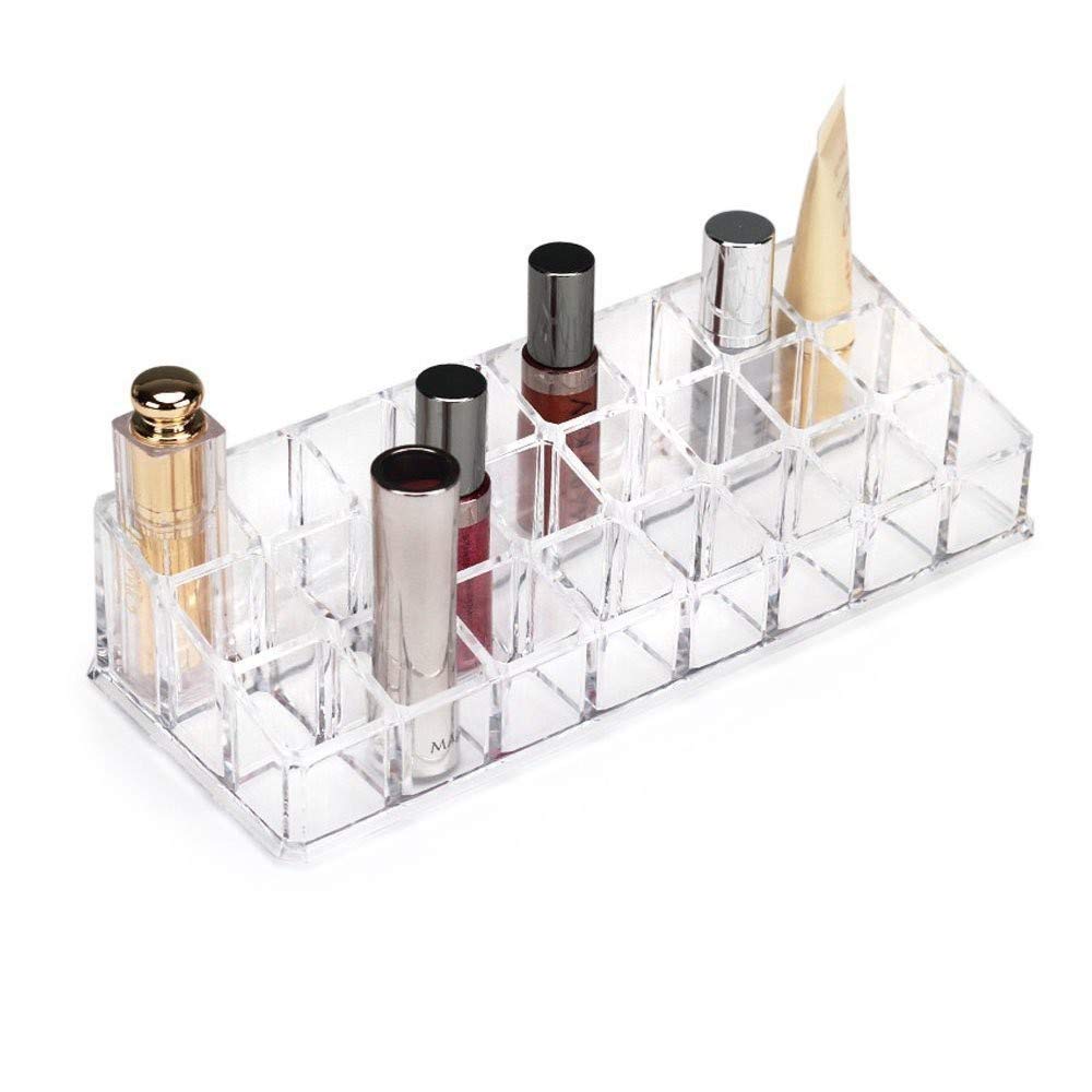 24 Compartment Luxurious Clear Acrylic Makeup Organiser || Lipstick Holder Case || Nail Paint, Brush Tray || Dressing Table Organizer