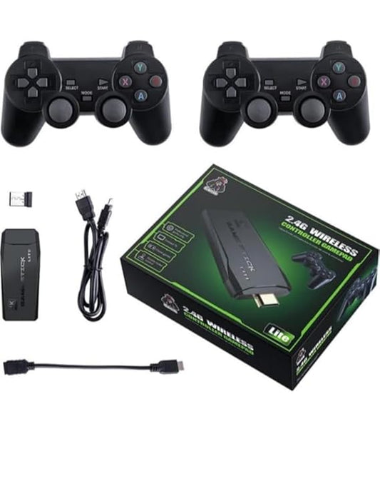 M8 4K HDMI Wireless Game Stick Console with 2 Wireless Controllers & 64GB SD Card, Plug & Play Retro Video Games for TV