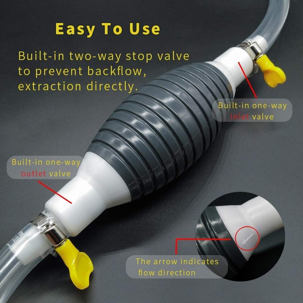 High Flow Fuel Transfer Pump Kit - Portable Manual Siphon Pump for Petrol, Diesel, Oil Water & Fish Tanks - Multi-Purpose Car, Bike Fuel Pump | Liquid Pipe Siphon Tool for Petrol Diesel