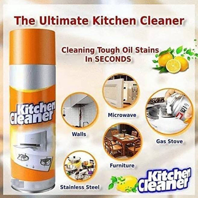 Multipurpose Bubble Foam Cleaner Kitchen Cleaner Spray Oil & Grease Stain Remover Chimney Cleaner Spray Bubble Cleaner All Purpose Foam Degreaser Spray