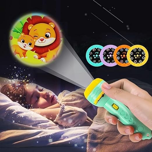 3 Slides 24 Patterns Mini Projector Torch Toy Slide Flashlight Projector Torch for Kids Lamp Education Learning Night Light Before Going to Bed