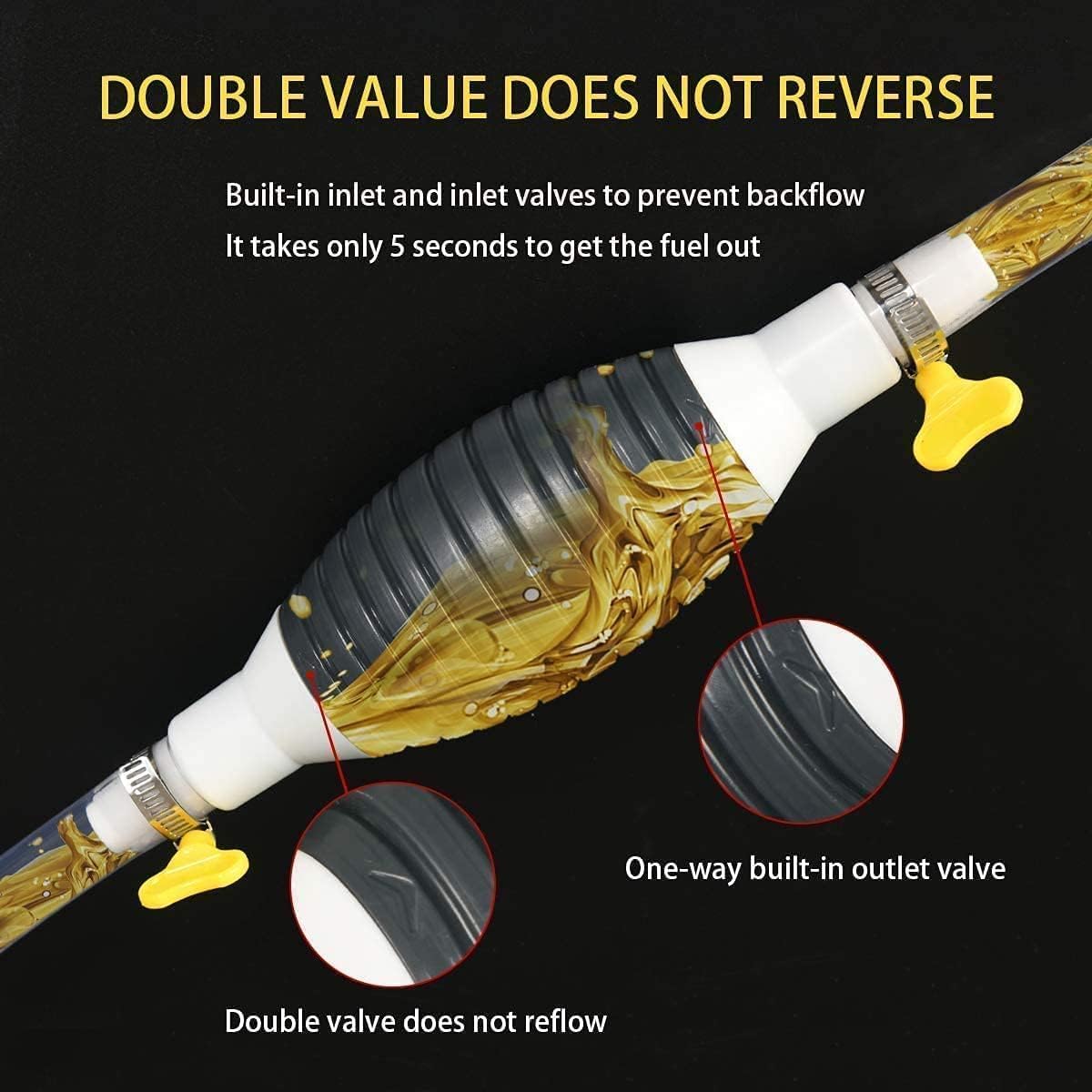 High Flow Fuel Transfer Pump Kit - Portable Manual Siphon Pump for Petrol, Diesel, Oil Water & Fish Tanks - Multi-Purpose Car, Bike Fuel Pump | Liquid Pipe Siphon Tool for Petrol Diesel