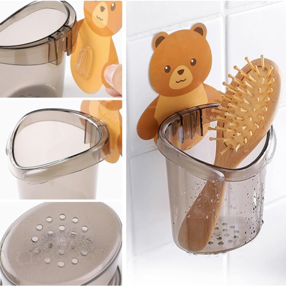 Toothbrush Holders for Bathroom Plastic Wall Mounted Self Adhesive Brush Holder, Toothpaste, Shaver, Razor & Makeup Brush Holder