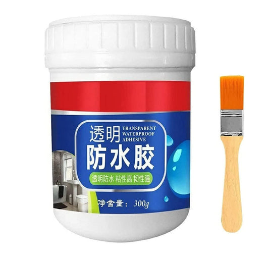 Glue Crack Seal Agent 300gm with Brush | Transparent Waterproof Roof Leakage Repair for Roof, Pipe, Wall & Tile | Stops Leaks, Seals Cracks, Strong Bond, Quick Dry, Weatherproof, UV