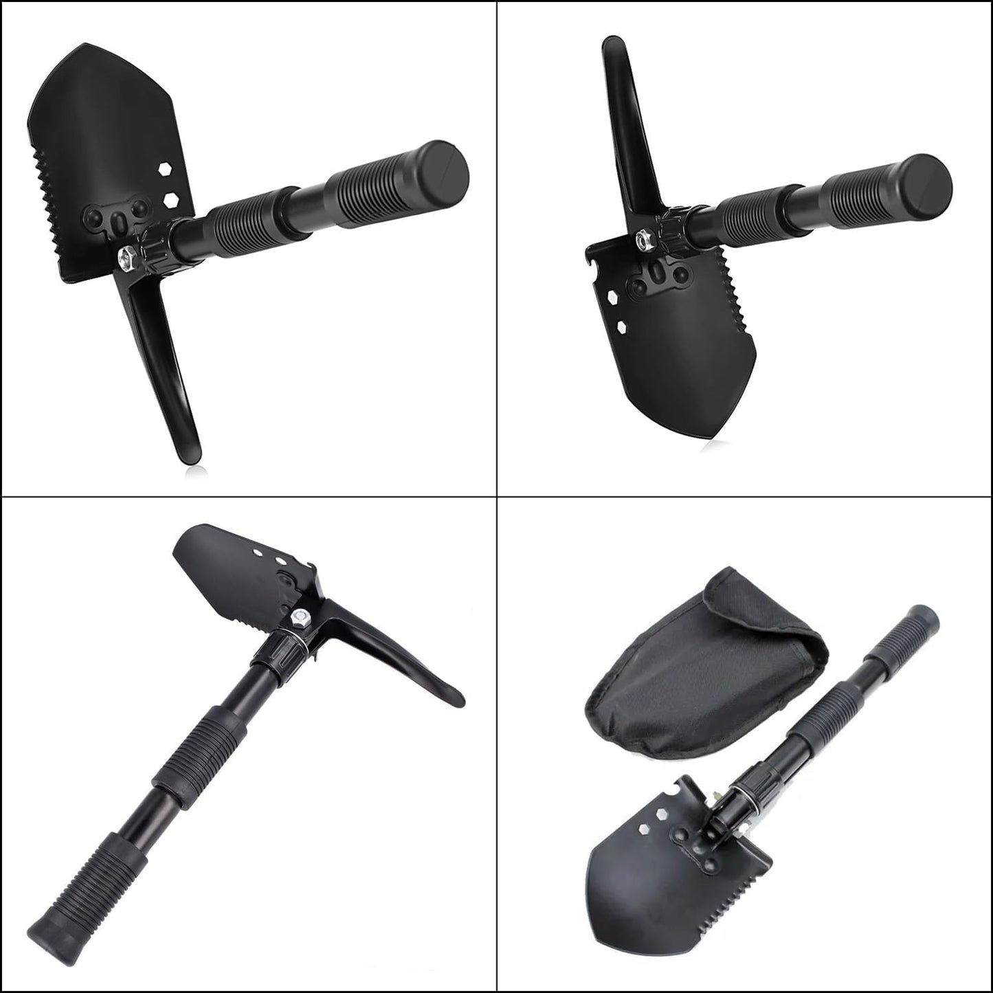 Multi-Purpose Survival Shovel, Folding Camping Entrenching Tool for Off Road, Digging, Hiking, Multifunctional Tool with Portable Case