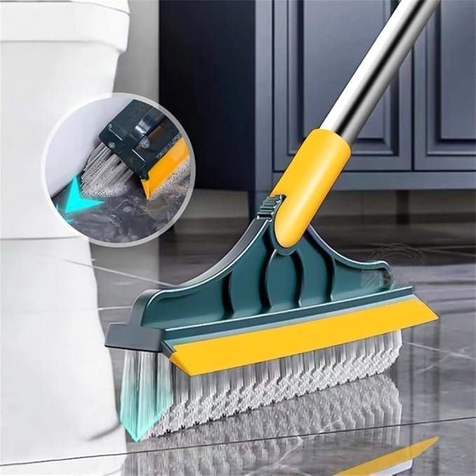 Bathroom Cleaning Brush with Wiper Upgraded 2 in 1 Toilet Brush Bathroom Brush with Long Handle 180° Rotate Bathroom Floor Cleaning Brush Bathroom Cleaning Accessories