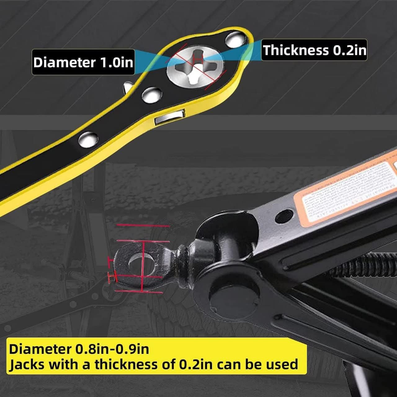 Universal Car Jack Ratchet Wrench|360 Forward and Reverse knob Labor-Saving Design|Scissor Jack Lift Speed Handle Tool|Jack Lug Handle Tool|Tire Wheel Jack Wrench