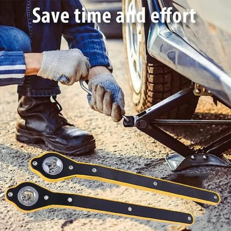 Universal Car Jack Ratchet Wrench|360 Forward and Reverse knob Labor-Saving Design|Scissor Jack Lift Speed Handle Tool|Jack Lug Handle Tool|Tire Wheel Jack Wrench