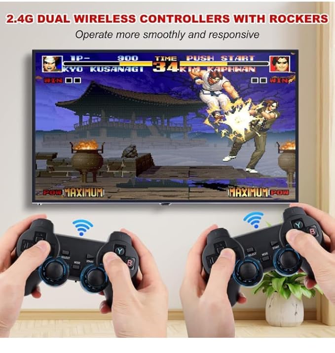 M8 4K HDMI Wireless Game Stick Console with 2 Wireless Controllers & 64GB SD Card, Plug & Play Retro Video Games for TV