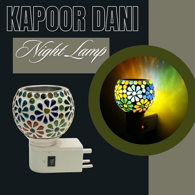 Camphor Diffuser Burner|Kapoor dani Electrical Camphor  | Kapoor Dani Night Lamp Essential Oil Camphor Burner for Fragrance with Switch On | Off Button for Heating