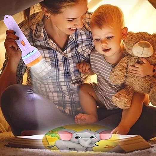 3 Slides 24 Patterns Mini Projector Torch Toy Slide Flashlight Projector Torch for Kids Lamp Education Learning Night Light Before Going to Bed