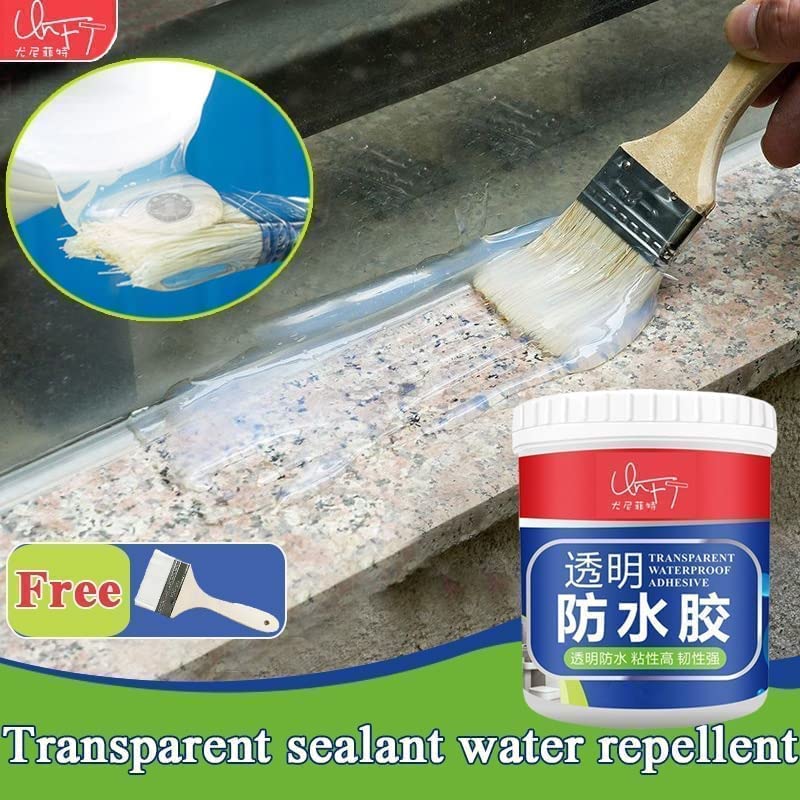 Glue Crack Seal Agent 300gm with Brush | Transparent Waterproof Roof Leakage Repair for Roof, Pipe, Wall & Tile | Stops Leaks, Seals Cracks, Strong Bond, Quick Dry, Weatherproof, UV