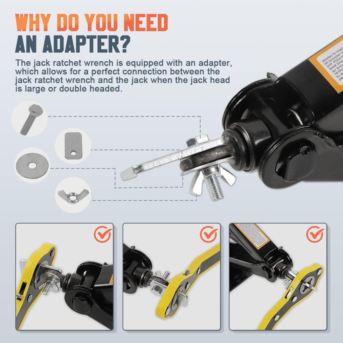 Universal Car Jack Ratchet Wrench|360 Forward and Reverse knob Labor-Saving Design|Scissor Jack Lift Speed Handle Tool|Jack Lug Handle Tool|Tire Wheel Jack Wrench