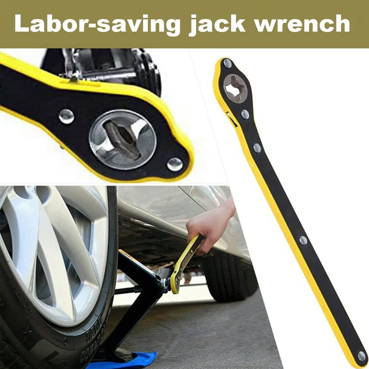 Universal Car Jack Ratchet Wrench|360 Forward and Reverse knob Labor-Saving Design|Scissor Jack Lift Speed Handle Tool|Jack Lug Handle Tool|Tire Wheel Jack Wrench