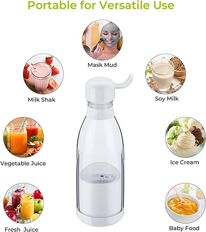 Portable Blender Juicer for Smoothie, Juice, Vegetable, Shakes with 4 Blades, Wireless Charging Mini Blender 400ml