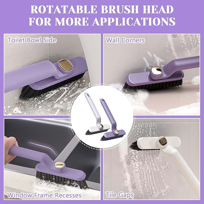 Multi-Function Rotating Crevice Cleaning Brush, Hard Bristle Crevice Gap, 360 Degree Rotating No Dead Corners Hard Bristle Gap Brush Tool for Bathroom & Kitchen & Tile Floors