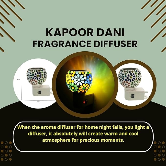 Camphor Diffuser Burner|Kapoor dani Electrical Camphor  | Kapoor Dani Night Lamp Essential Oil Camphor Burner for Fragrance with Switch On | Off Button for Heating