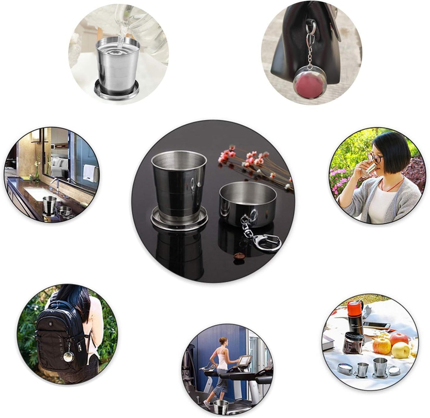 Portable Folding Stainless Steel Travel, Camping Water Mug, 75ml