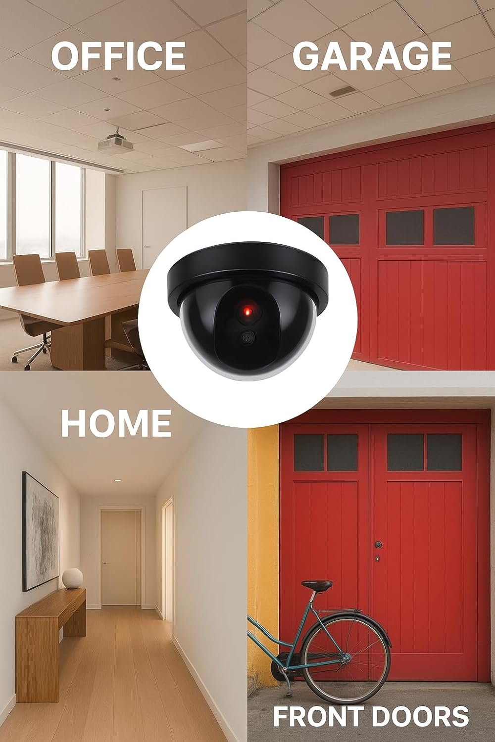 Dummy CCTV Dome Camera with Flashing LED - Battery Powered - Wall or Ceiling Mount