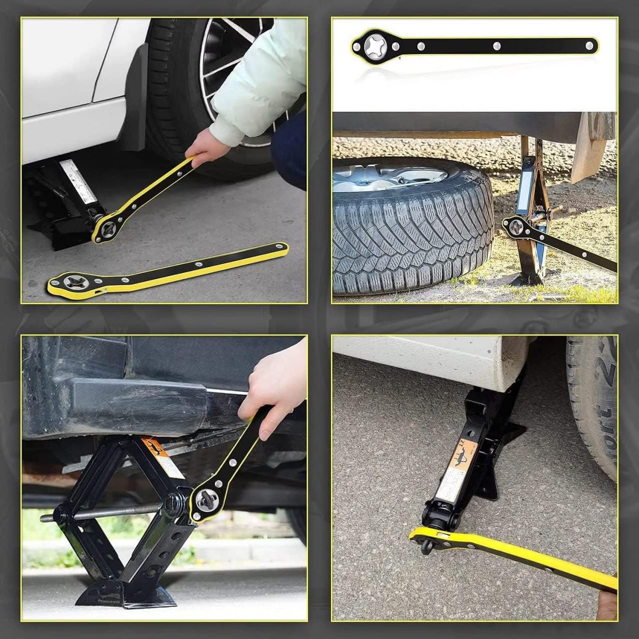 Universal Car Jack Ratchet Wrench|360 Forward and Reverse knob Labor-Saving Design|Scissor Jack Lift Speed Handle Tool|Jack Lug Handle Tool|Tire Wheel Jack Wrench