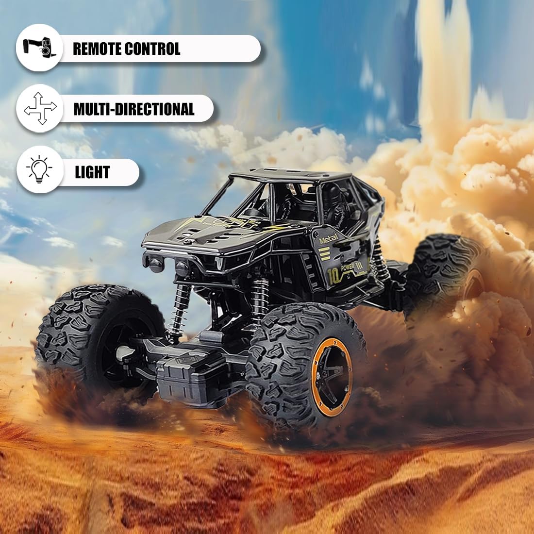 Remote Control Monster Truck for Kids | 4WD Rock Crawler RC Car | Off-Road Toy Vehicle | Durable & Easy to Use |