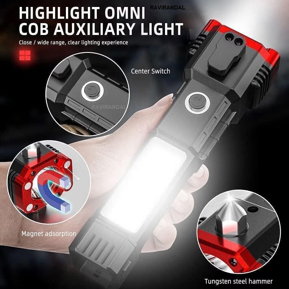 8 In 1 Portable Rechargeable Torch LED Flashlight