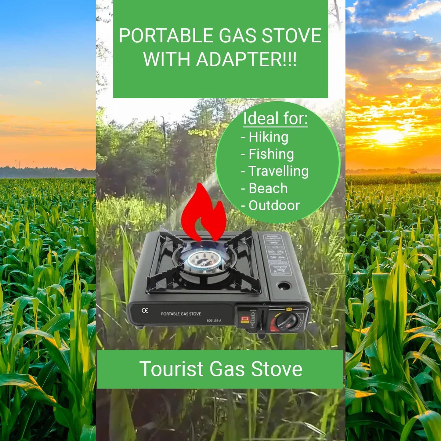 Suitcase Portable Gas Stove - 2-in-1 LPG & Butane connector