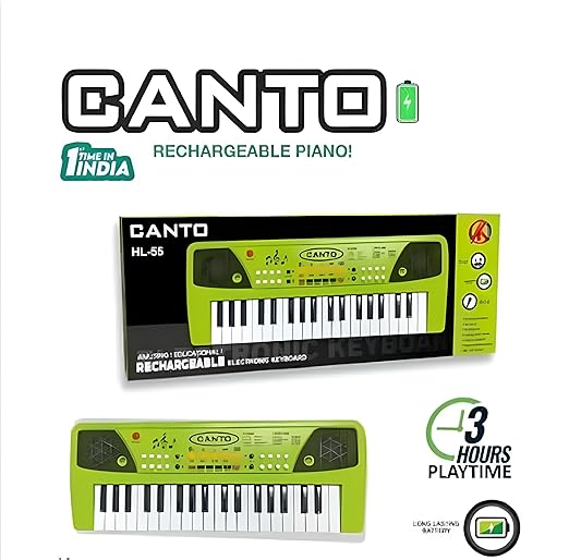 Rechargeable Kids Keyboard Piano with Mic – Portable Electronic Music Toy with Rhythms, Tones & Recording – Green Color