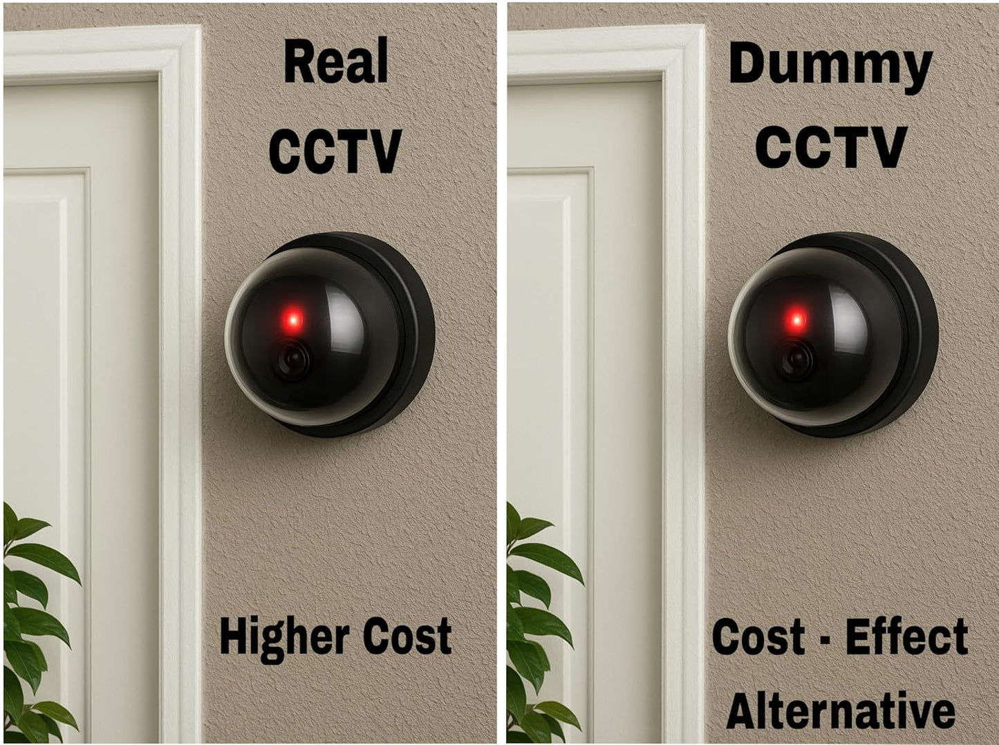 Dummy CCTV Dome Camera with Flashing LED - Battery Powered - Wall or Ceiling Mount